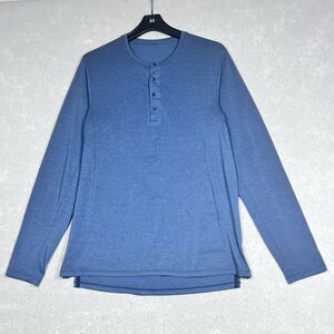 Lululemon Shirt Mens Medium Blue Henley Performance Long Sleeve Athleisure